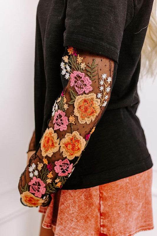 Faux Two Piece Floral Long Sleeve Patchwork Tee - Shop Style & More | Fresh Looks, Everyday Deals & Free Shipping