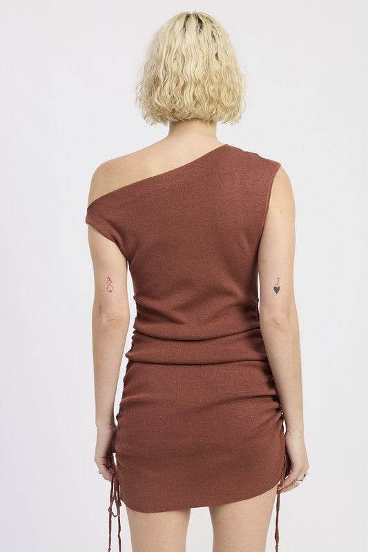 OFF SHOULDER MINI DRESS WITH DRAWSTRINGS - Shop Style & More | Fresh Looks, Everyday Deals & Free Shipping