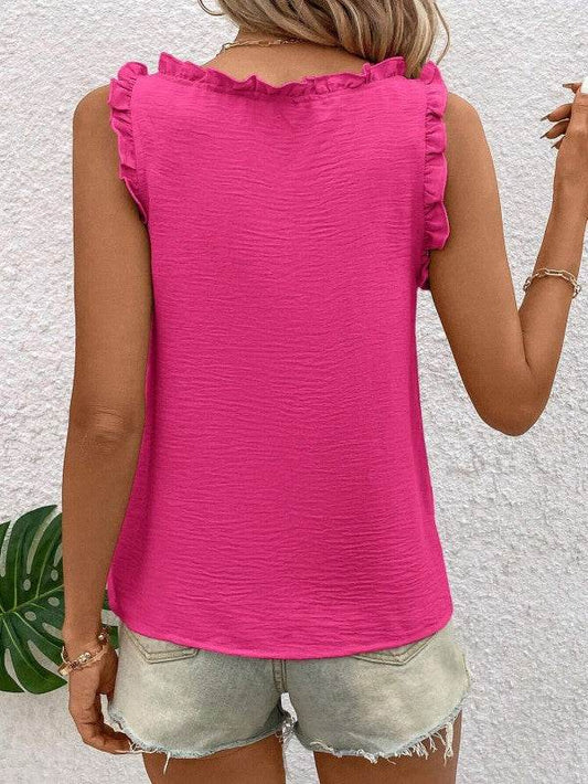 Ruffle trim tank top blouse - Shop Style & More | Fresh Looks, Everyday Deals & Free Shipping