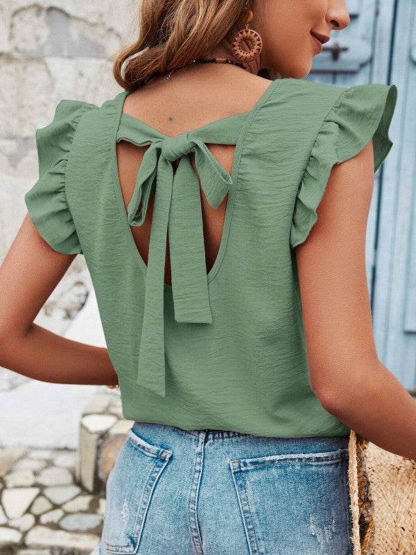 Tie back ruffle blouse - Shop Style & More | Fresh Looks, Everyday Deals & Free Shipping