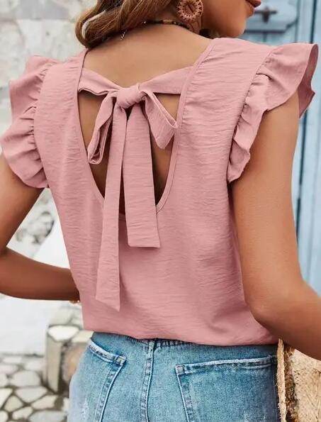 Tie back ruffle blouse - Shop Style & More | Fresh Looks, Everyday Deals & Free Shipping