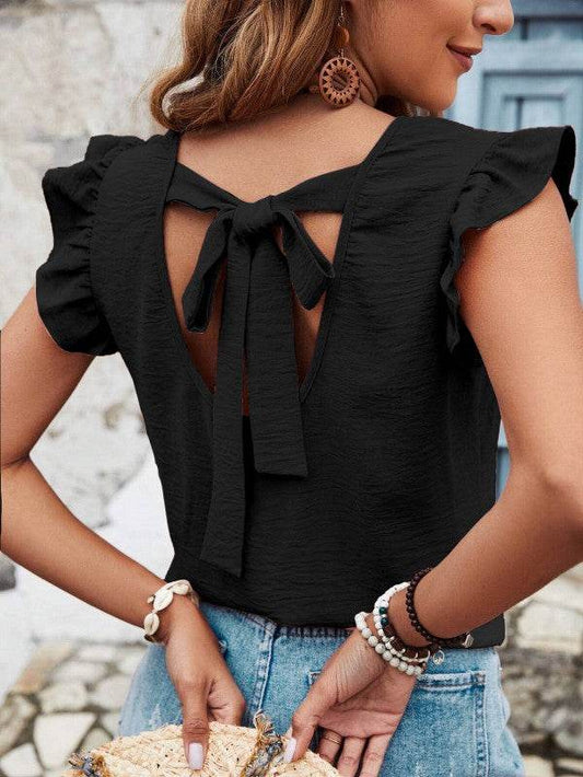 Tie back ruffle blouse - Shop Style & More | Fresh Looks, Everyday Deals & Free Shipping