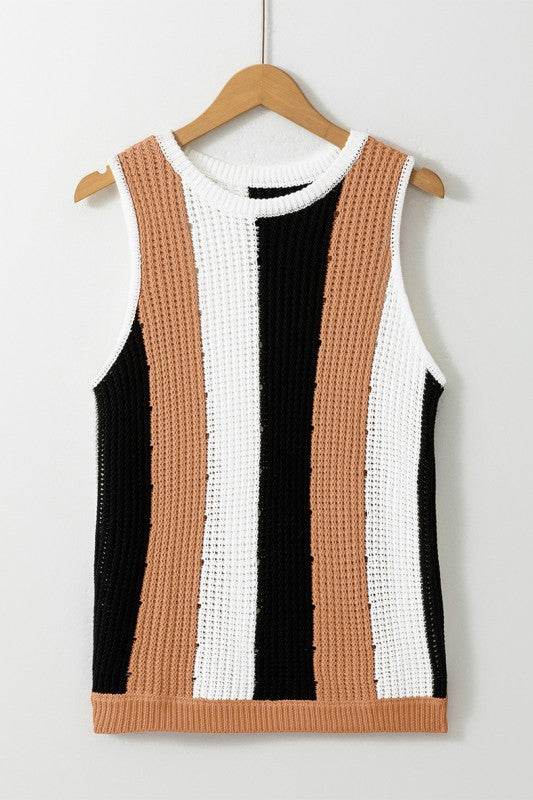 Stripe Color Block Sleeveless Knitted Sweater Vest - Shop Style & More | Fresh Looks, Everyday Deals & Free Shipping