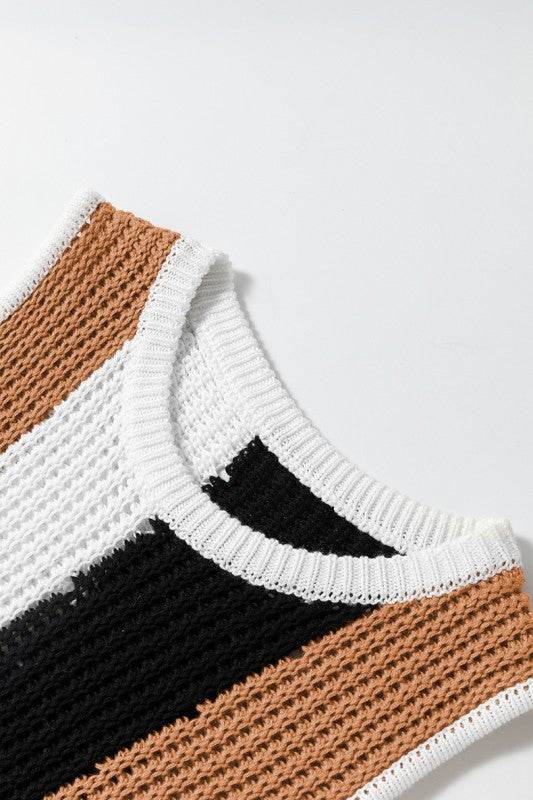 Stripe Color Block Sleeveless Knitted Sweater Vest - Shop Style & More | Fresh Looks, Everyday Deals & Free Shipping