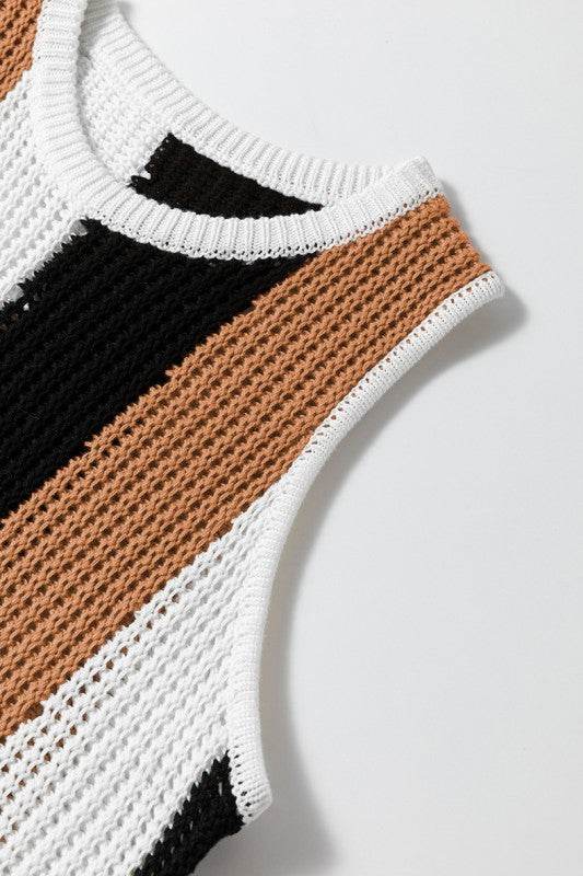 Stripe Color Block Sleeveless Knitted Sweater Vest - Shop Style & More | Fresh Looks, Everyday Deals & Free Shipping