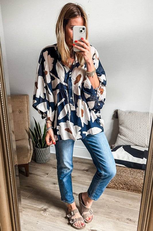 Vintage 60s Flower Frill Neck Loose Blouse - Shop Style & More | Fresh Looks, Everyday Deals & Free Shipping