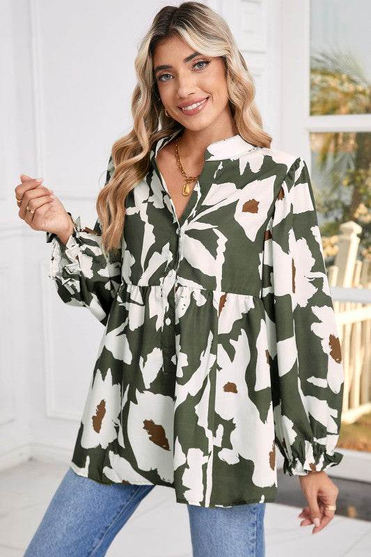 Vintage 60s Flower Frill Neck Loose Blouse - Shop Style & More | Fresh Looks, Everyday Deals & Free Shipping