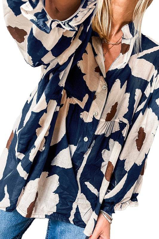 Vintage 60s Flower Frill Neck Loose Blouse - Shop Style & More | Fresh Looks, Everyday Deals & Free Shipping