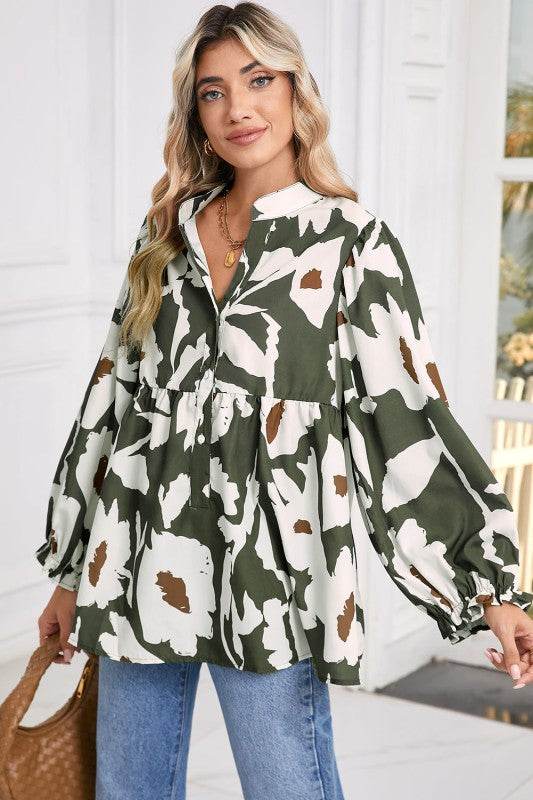 Vintage 60s Flower Frill Neck Loose Blouse - Shop Style & More | Fresh Looks, Everyday Deals & Free Shipping