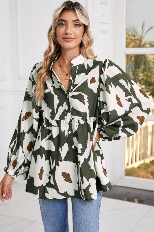 Vintage 60s Flower Frill Neck Loose Blouse - Shop Style & More | Fresh Looks, Everyday Deals & Free Shipping