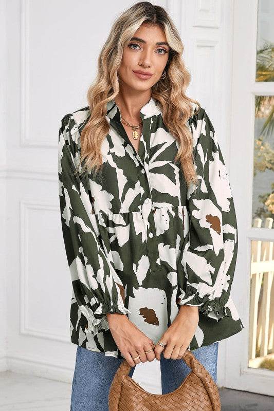Vintage 60s Flower Frill Neck Loose Blouse - Shop Style & More | Fresh Looks, Everyday Deals & Free Shipping