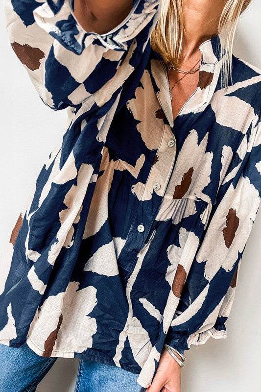 Vintage 60s Flower Frill Neck Loose Blouse - Shop Style & More | Fresh Looks, Everyday Deals & Free Shipping