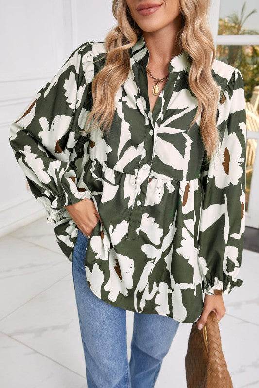 Vintage 60s Flower Frill Neck Loose Blouse - Shop Style & More | Fresh Looks, Everyday Deals & Free Shipping