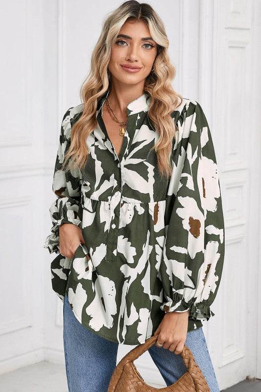 Vintage 60s Flower Frill Neck Loose Blouse - Shop Style & More | Fresh Looks, Everyday Deals & Free Shipping