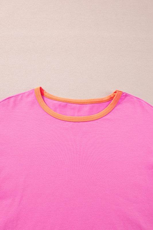 Dark Blue Color Block Sleeve Loose Fit Top - Shop Style & More | Fresh Looks, Everyday Deals & Free Shipping