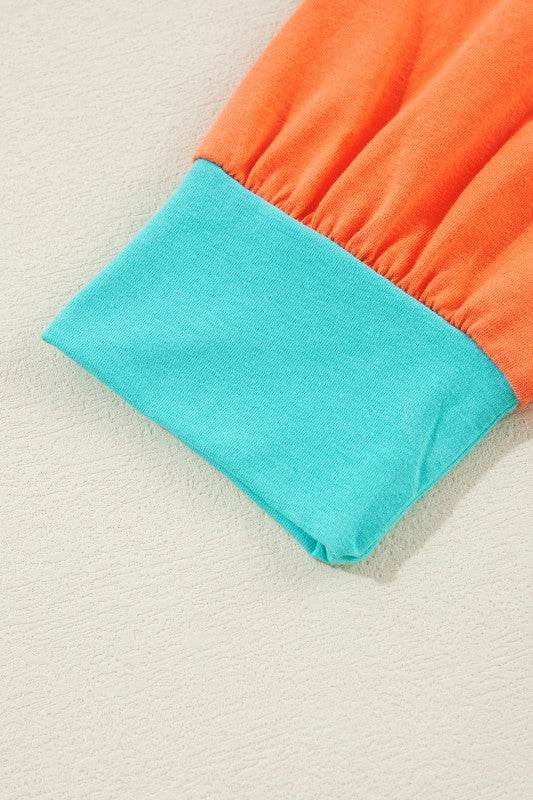 Dark Blue Color Block Sleeve Loose Fit Top - Shop Style & More | Fresh Looks, Everyday Deals & Free Shipping