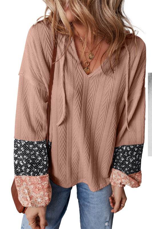 Cable knit print floral patch balloon blouse - Shop Style & More | Fresh Looks, Everyday Deals & Free Shipping