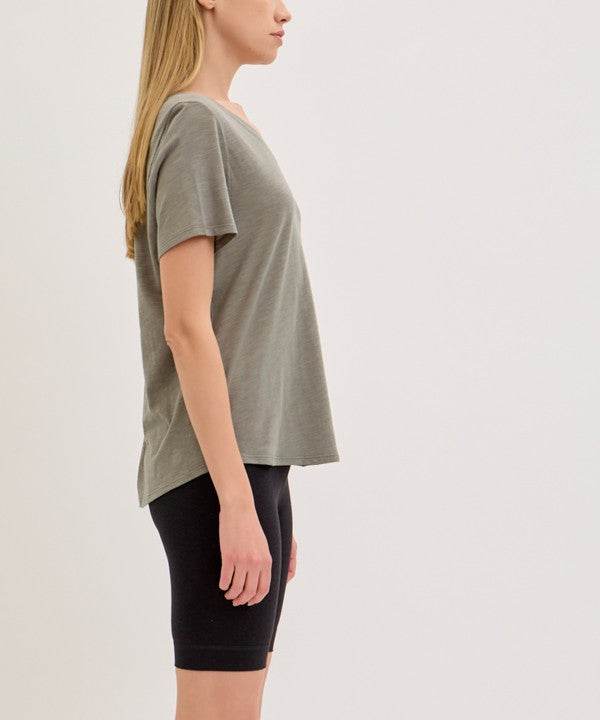 BAMBOO COTTON SLUB V NECK SHORT SLEEVE - Shop Style & More | Fresh Looks, Everyday Deals & Free Shipping