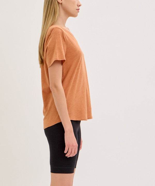 BAMBOO COTTON SLUB V NECK SHORT SLEEVE - Shop Style & More | Fresh Looks, Everyday Deals & Free Shipping