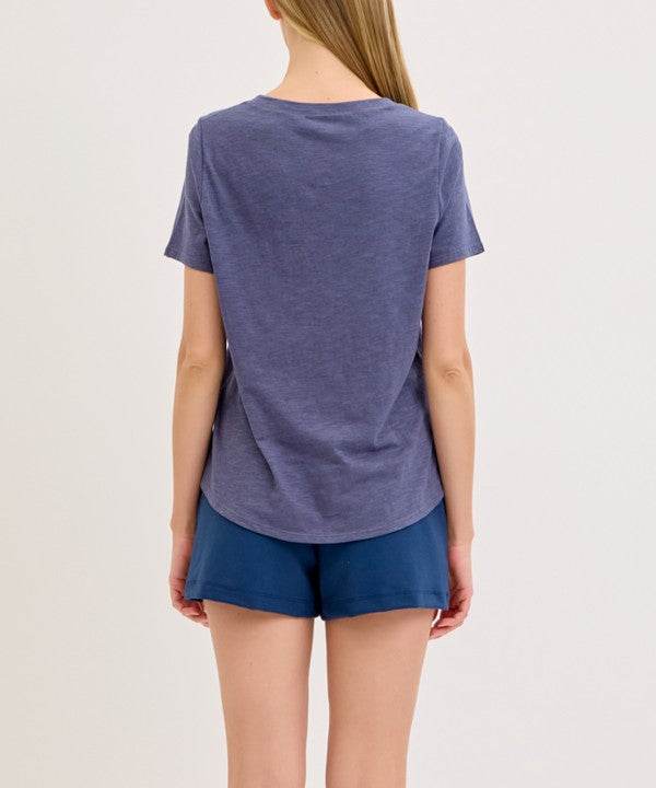 BAMBOO COTTON SLUB V NECK SHORT SLEEVE - Shop Style & More | Fresh Looks, Everyday Deals & Free Shipping