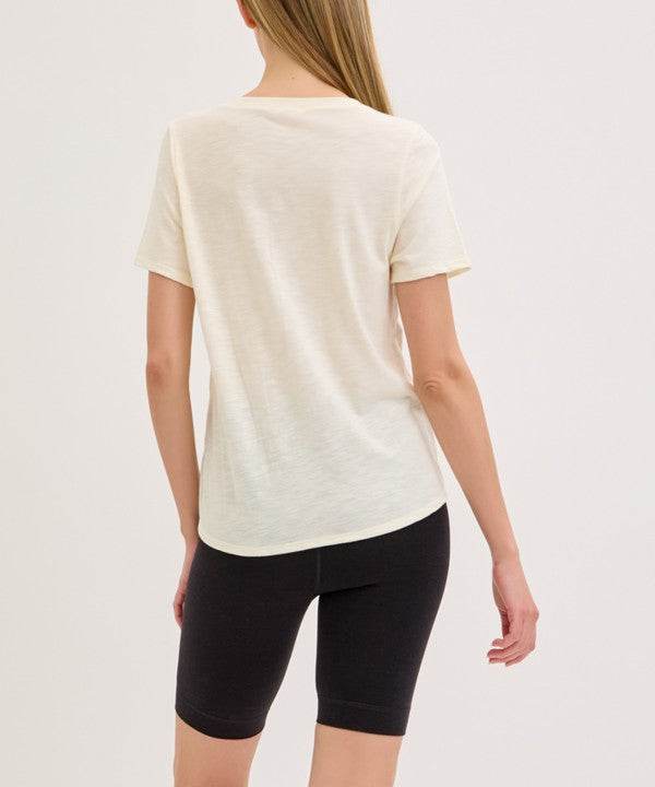 BAMBOO COTTON SLUB V NECK SHORT SLEEVE - Shop Style & More | Fresh Looks, Everyday Deals & Free Shipping