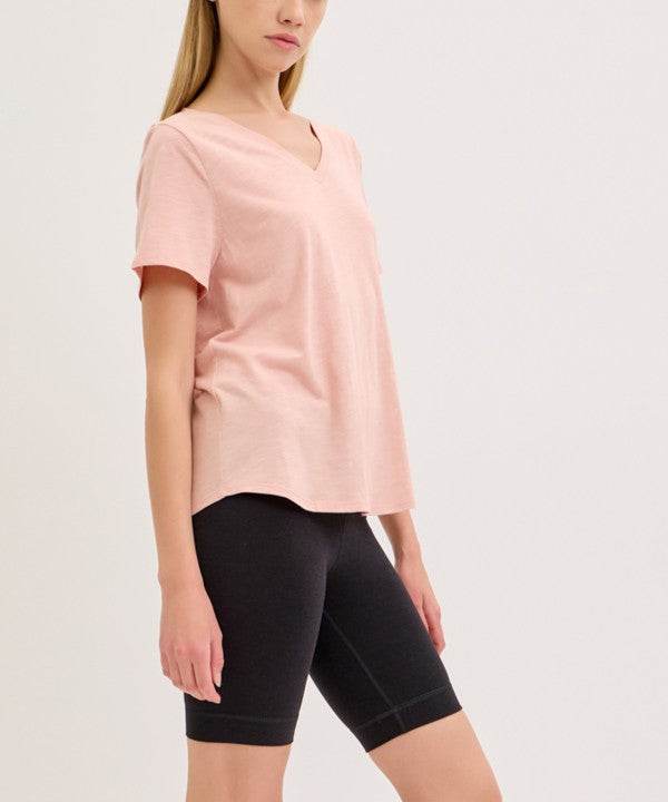 BAMBOO COTTON SLUB V NECK SHORT SLEEVE - Shop Style & More | Fresh Looks, Everyday Deals & Free Shipping