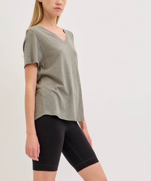 BAMBOO COTTON SLUB V NECK SHORT SLEEVE - Shop Style & More | Fresh Looks, Everyday Deals & Free Shipping
