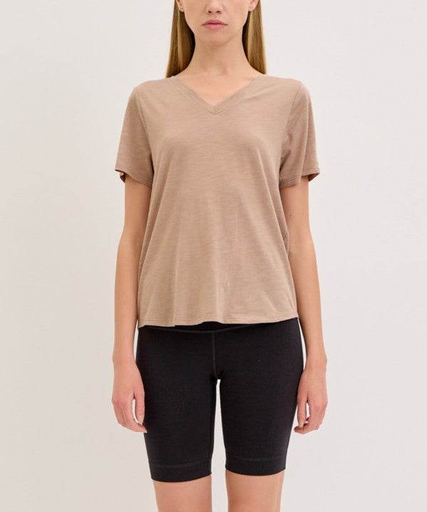 BAMBOO COTTON SLUB V NECK SHORT SLEEVE - Shop Style & More | Fresh Looks, Everyday Deals & Free Shipping