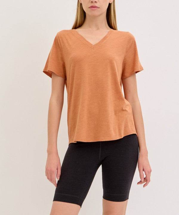 BAMBOO COTTON SLUB V NECK SHORT SLEEVE - Shop Style & More | Fresh Looks, Everyday Deals & Free Shipping