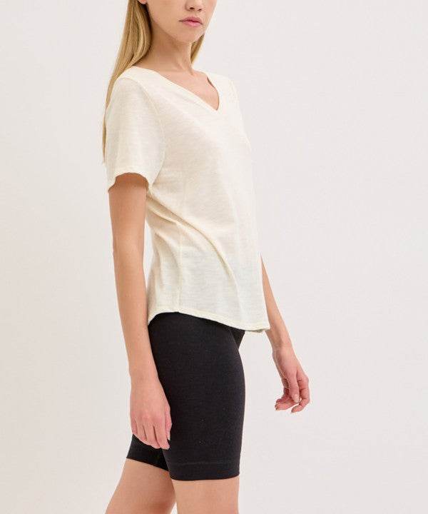 BAMBOO COTTON SLUB V NECK SHORT SLEEVE - Shop Style & More | Fresh Looks, Everyday Deals & Free Shipping