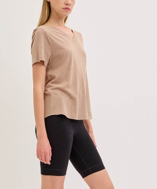 BAMBOO COTTON SLUB V NECK SHORT SLEEVE - Shop Style & More | Fresh Looks, Everyday Deals & Free Shipping