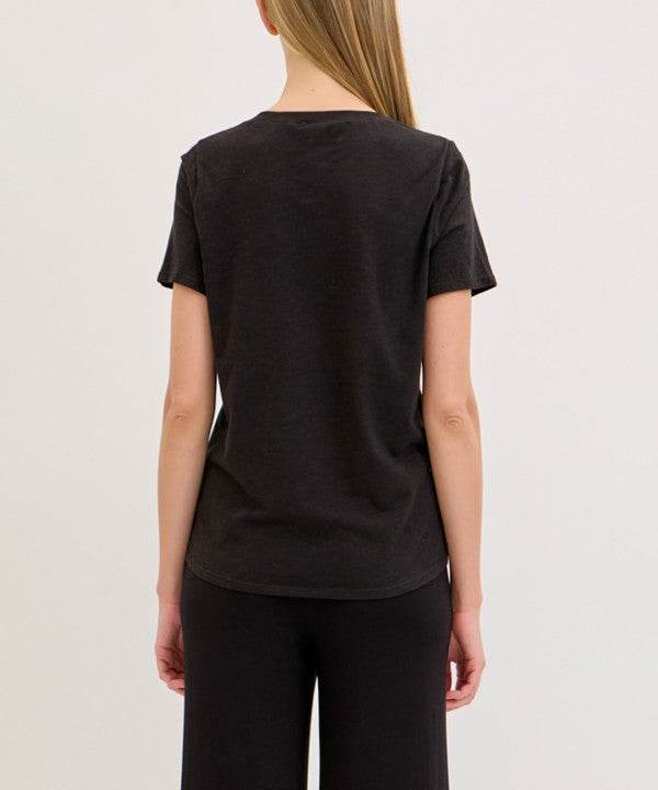 BAMBOO COTTON SLUB V NECK SHORT SLEEVE - Shop Style & More | Fresh Looks, Everyday Deals & Free Shipping