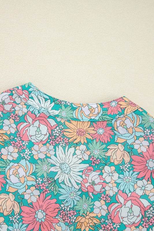 floral ruffle bottom puff sleeve blouse - Shop Style & More | Fresh Looks, Everyday Deals & Free Shipping
