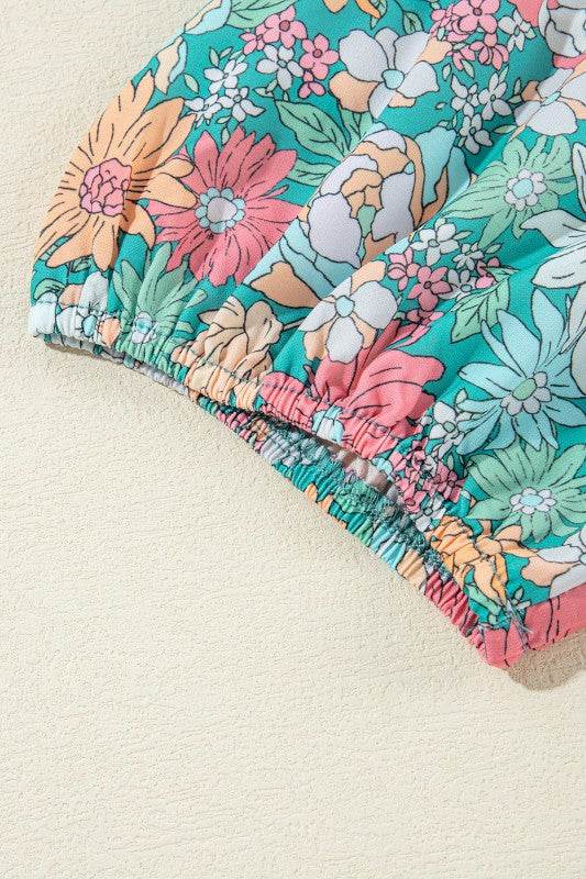 floral ruffle bottom puff sleeve blouse - Shop Style & More | Fresh Looks, Everyday Deals & Free Shipping