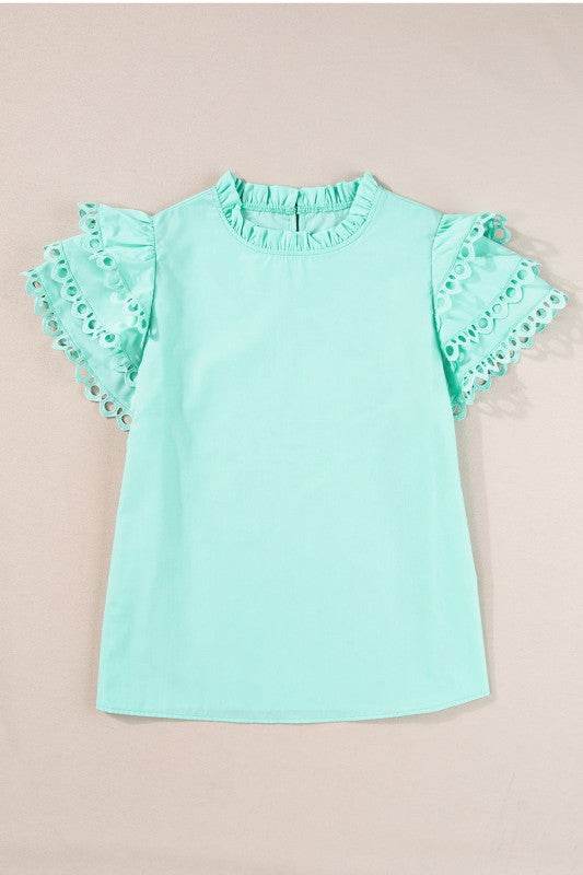cotton mint ruffle layered blouse - Shop Style & More | Fresh Looks, Everyday Deals & Free Shipping