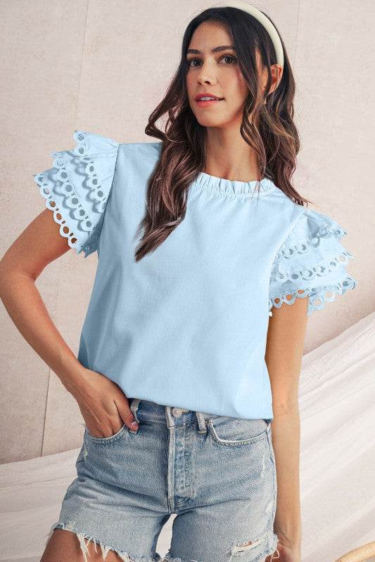 cotton mint ruffle layered blouse - Shop Style & More | Fresh Looks, Everyday Deals & Free Shipping