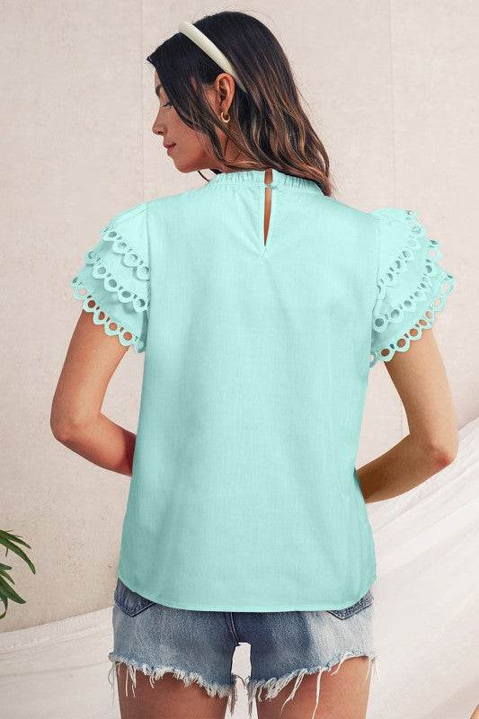 cotton mint ruffle layered blouse - Shop Style & More | Fresh Looks, Everyday Deals & Free Shipping