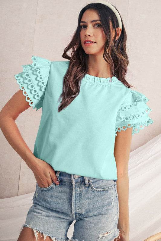 cotton mint ruffle layered blouse - Shop Style & More | Fresh Looks, Everyday Deals & Free Shipping