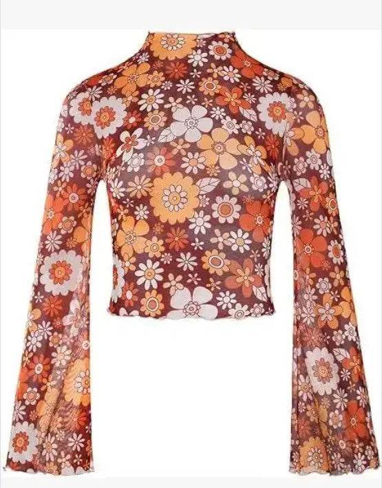 Mesh cropped printed top - Shop Style & More | Fresh Looks, Everyday Deals & Free Shipping