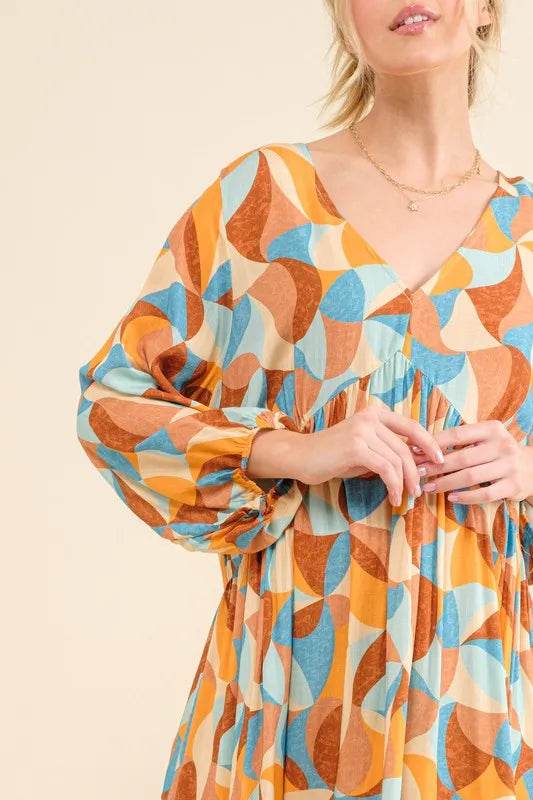 And The Why Printed Open Back Puff Sleeve Casual Dress - Shop Style & More | Fresh Looks, Everyday Deals & Free Shipping