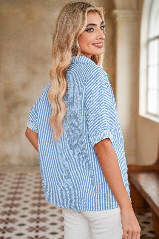 Cotton Blue Stripe Dolman blouse - Shop Style & More | Fresh Looks, Everyday Deals & Free Shipping