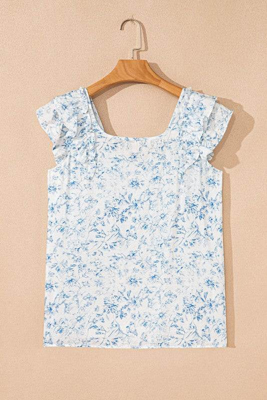 Ribbon Back Blue Floral Viscose Blouse - Shop Style & More | Fresh Looks, Everyday Deals & Free Shipping