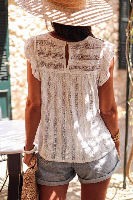 White Ruffled Lace Flowy Tank Top - Shop Style & More | Fresh Looks, Everyday Deals & Free Shipping