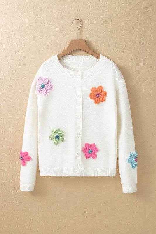 Cute Knitted Floral Pattern Button Up Cardigan - Shop Style & More | Fresh Looks, Everyday Deals & Free Shipping