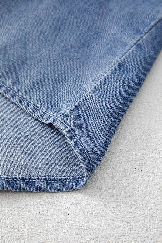 Denim Front Pintuck Bow Tie Puff Sleeve Top - Shop Style & More | Fresh Looks, Everyday Deals & Free Shipping