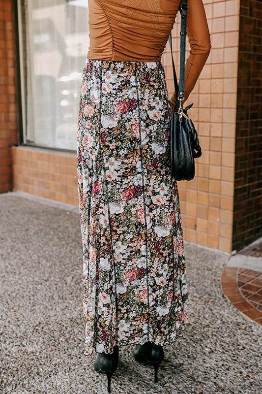 Brown Floral Print High Waist Maxi Skirt - Shop Style & More | Fresh Looks, Everyday Deals & Free Shipping