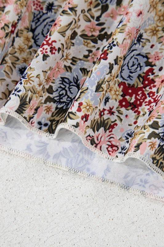 Red Boho Floral Frilled Button Neck Ruffle Blouse - Shop Style & More | Fresh Looks, Everyday Deals & Free Shipping