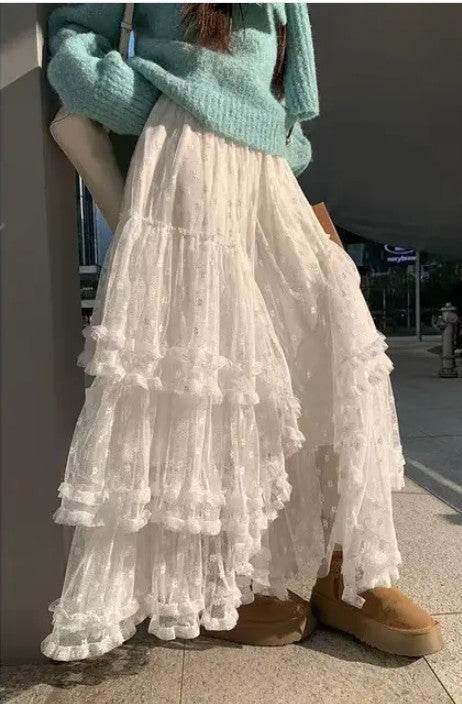 Lace ruffle mesh maxi skirt - Shop Style & More | Fresh Looks, Everyday Deals & Free Shipping