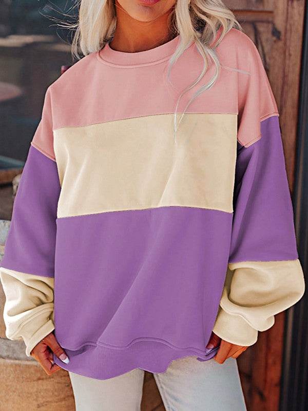 Cotton Colorblock Drop Shoulder Sweatshirt - Shop Style & More | Fresh Looks, Everyday Deals & Free Shipping