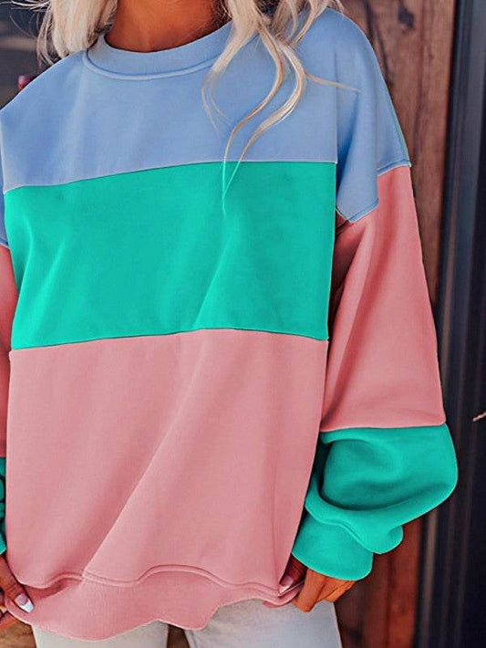 Cotton Colorblock Drop Shoulder Sweatshirt - Shop Style & More | Fresh Looks, Everyday Deals & Free Shipping